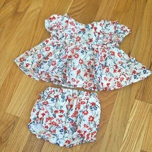 Janie and Jack Red and Blue Floral Diaper Cover Set